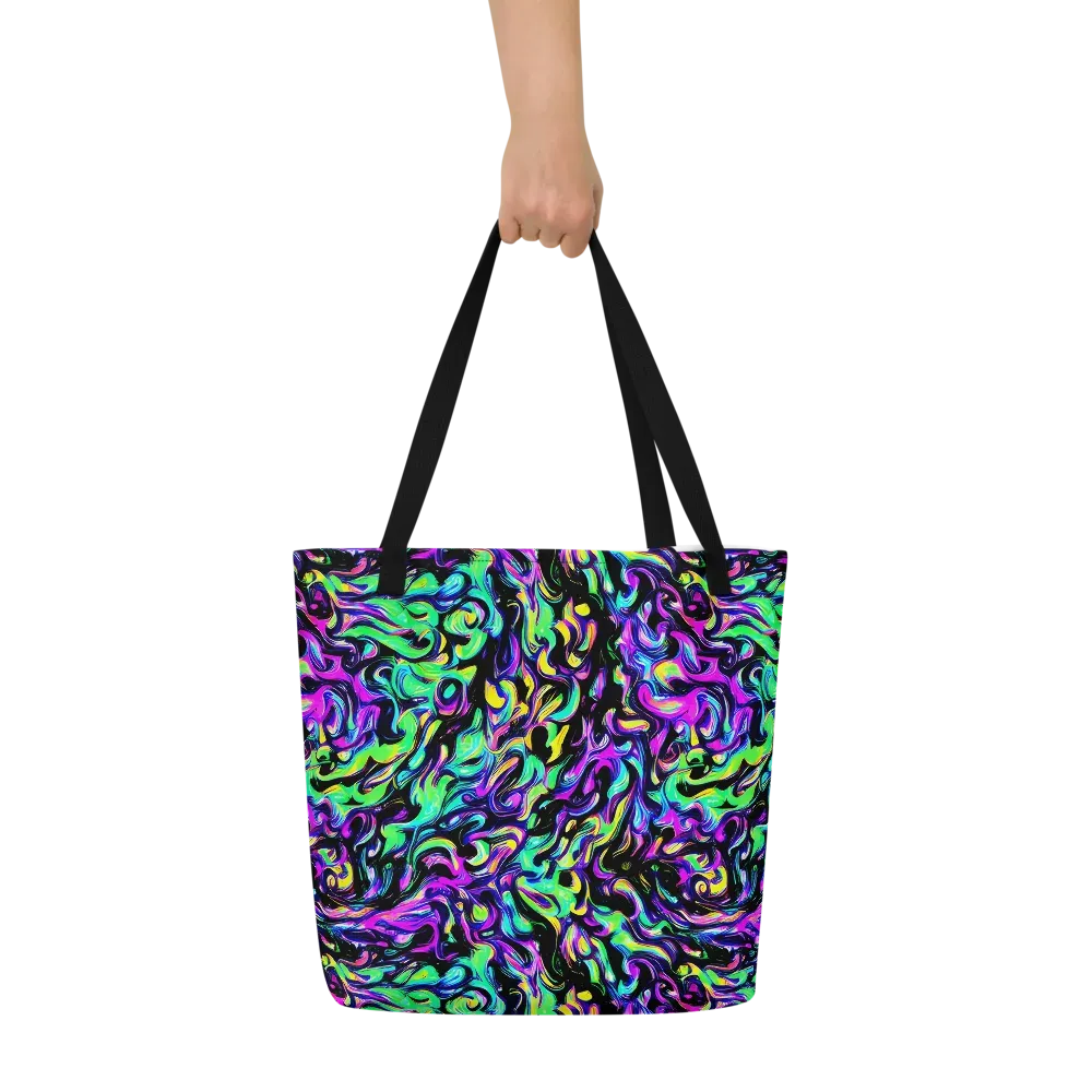 Cyber Swirl on Large Tote Bag W/ Pocket — Front