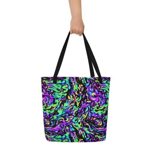 Cyber Swirl on a Large Tote Bag W/ Pocket