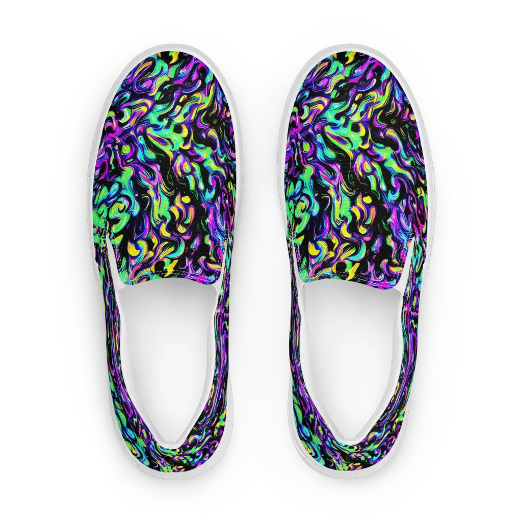 Cyber Swirl on Women's Slip-On Canvas Shoes — Front