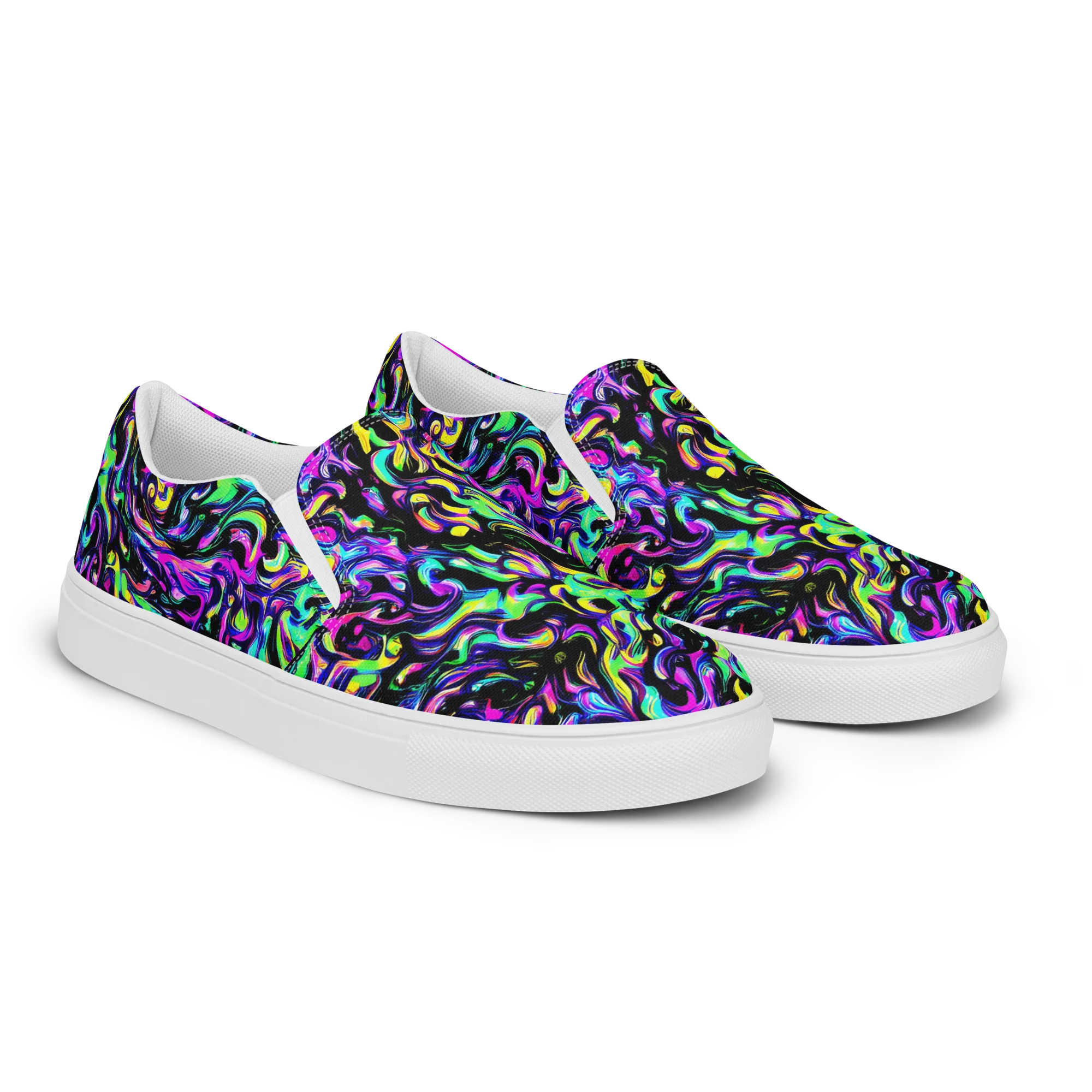 Cyber Swirl on Women's Slip-On Canvas Shoes — Right Front