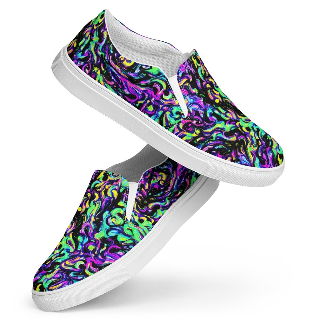 Cyber Swirl on Women's Slip-On Canvas Shoes — Front