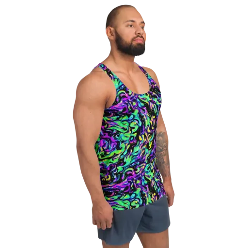 Cyber Swirl on a Men's Tank Top