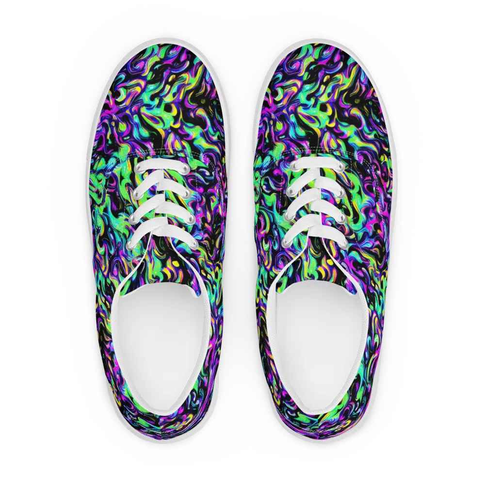 Cyber Swirl on Men's Lace-Up Canvas Shoes — Front