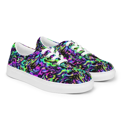 Cyber Swirl on a Men's Lace-Up Canvas Shoes