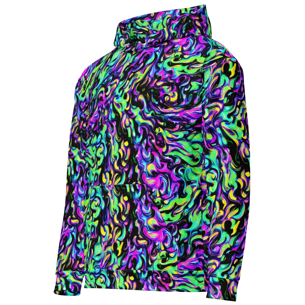 Cyber Swirl on Cotton Hoodie — Left Front