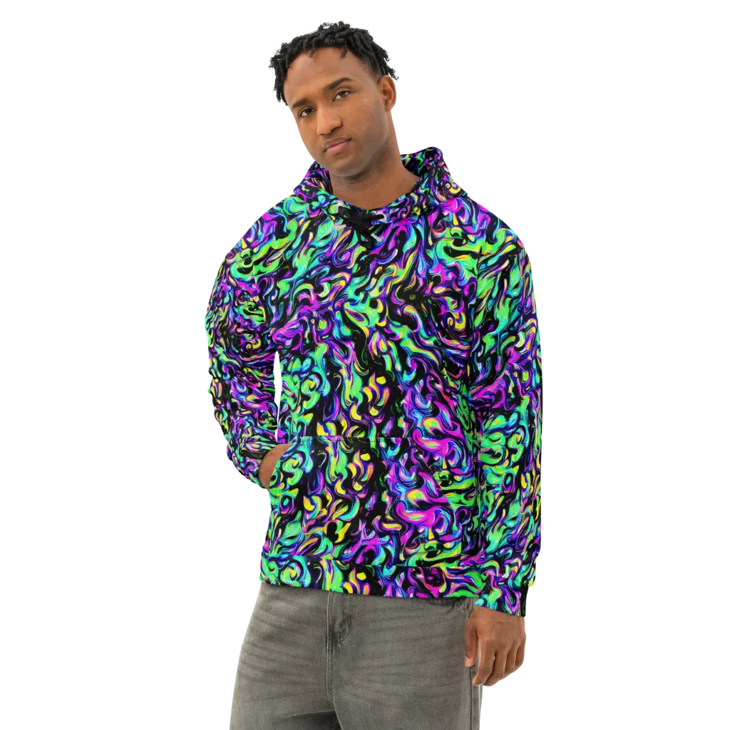 Cyber Swirl on Cotton Hoodie — Left Front