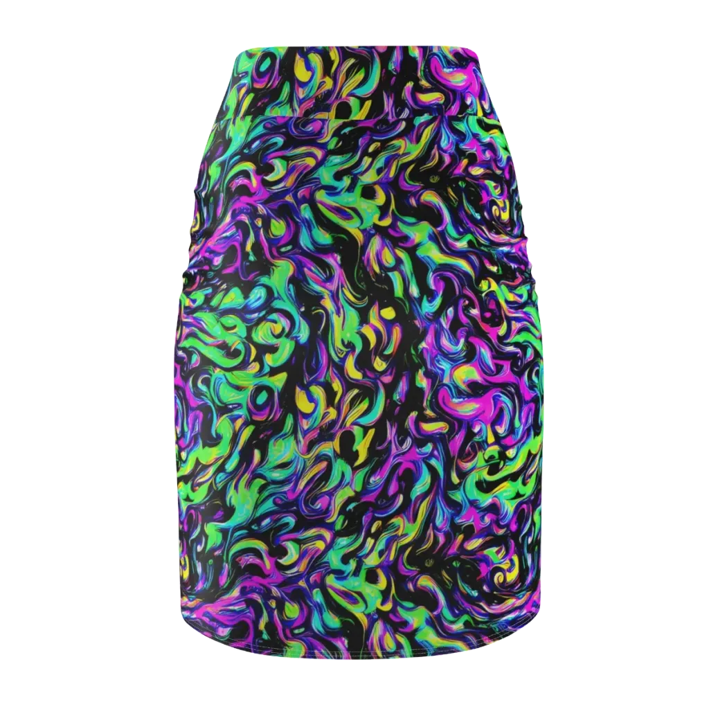 Cyber Swirl on Pencil Skirt — Back