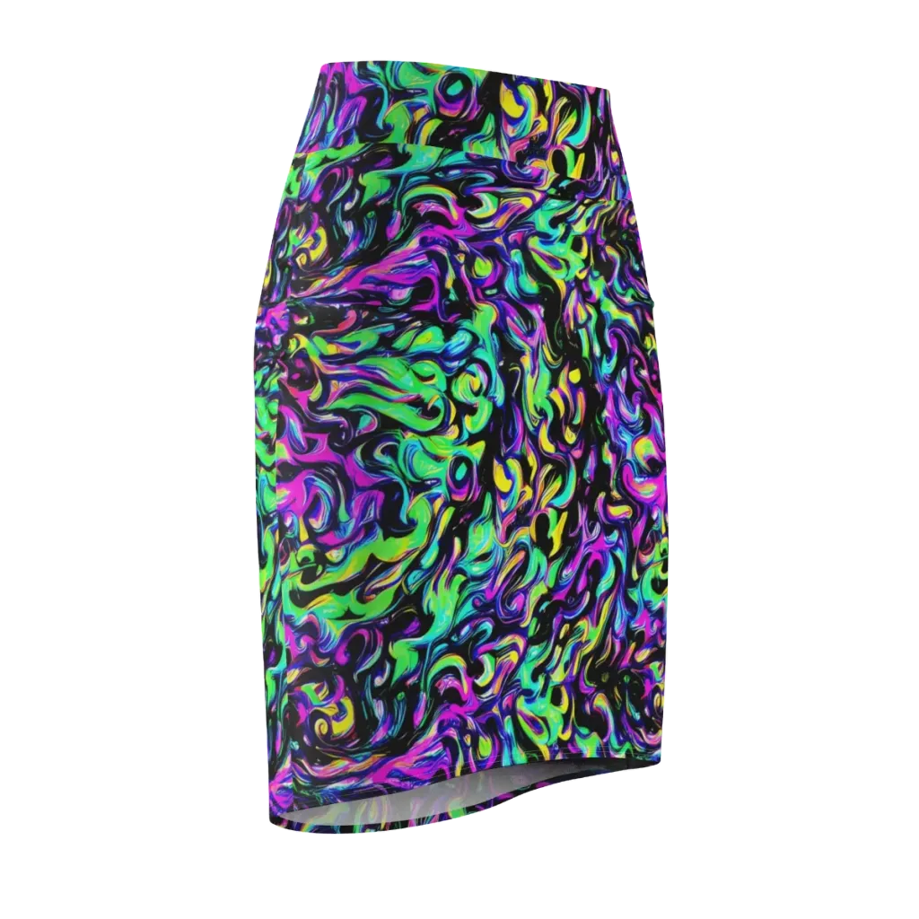 Cyber Swirl on Pencil Skirt — Front Side