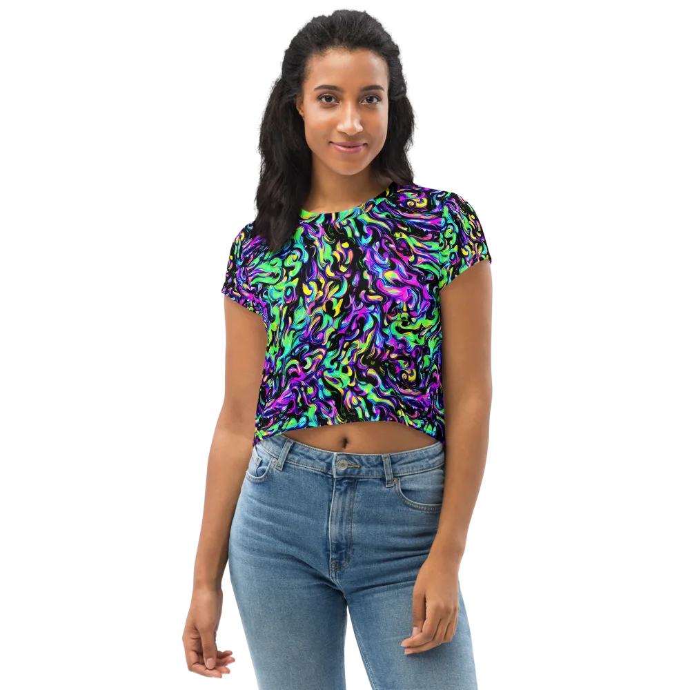 Cyber Swirl on Crop Tee — Front