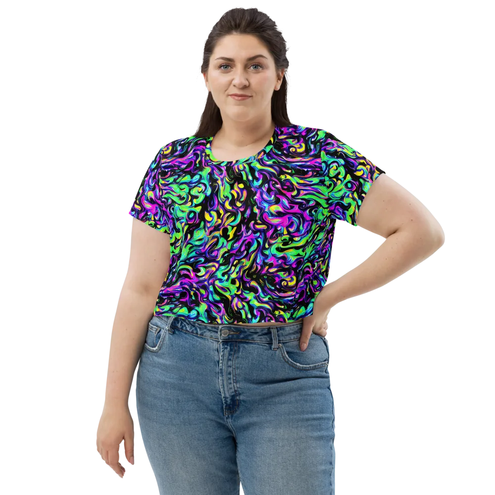 Cyber Swirl on Crop Tee — Front