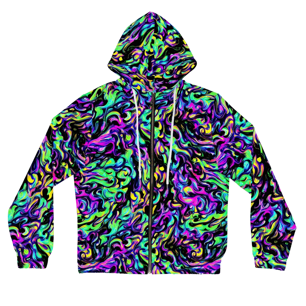 Cyber Swirl on Women's Full-Zip Hoodie — Front
