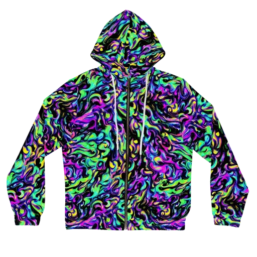 Cyber Swirl on a Women's Full-Zip Hoodie