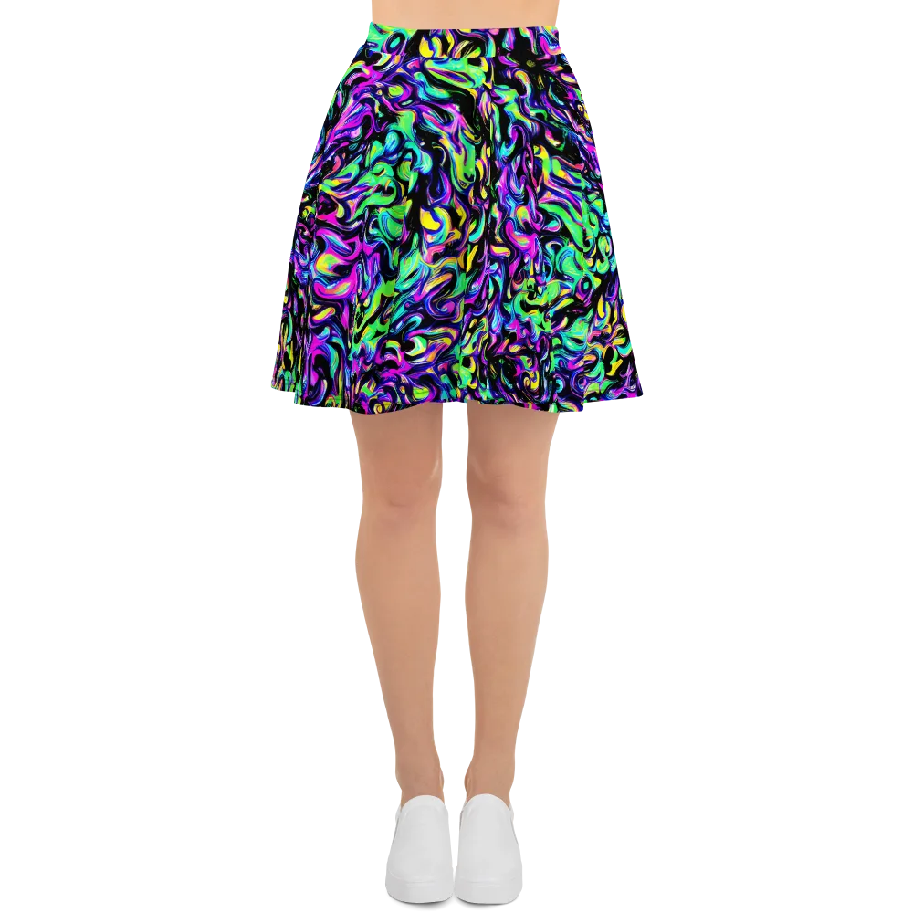 Cyber Swirl on Skater Skirt — Front