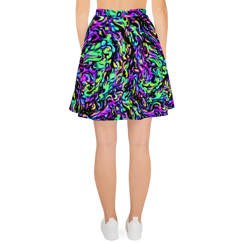 Cyber Swirl on Skater Skirt — Back