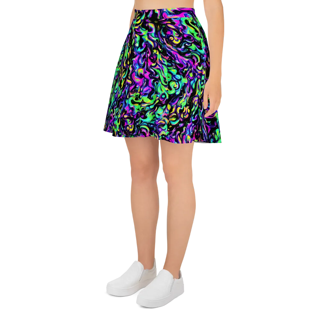 Cyber Swirl on Skater Skirt — Left