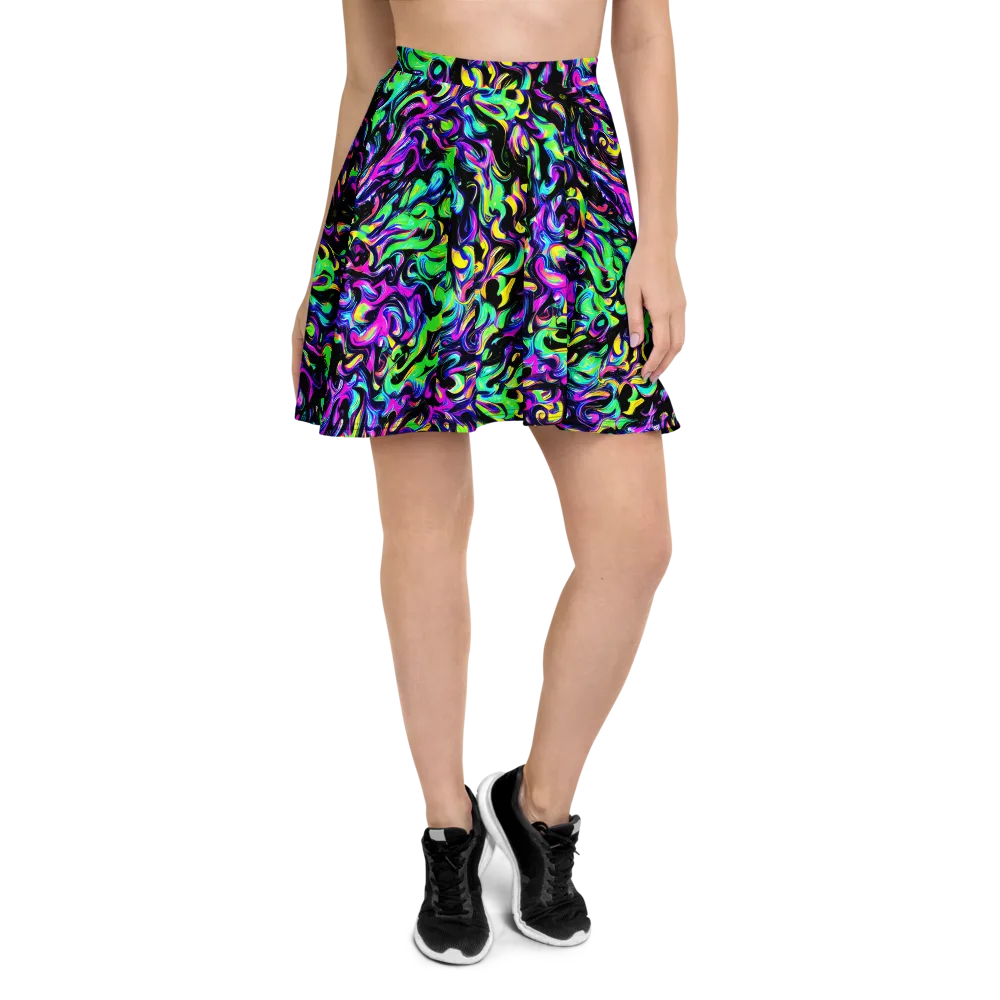 Cyber Swirl on Skater Skirt — Front