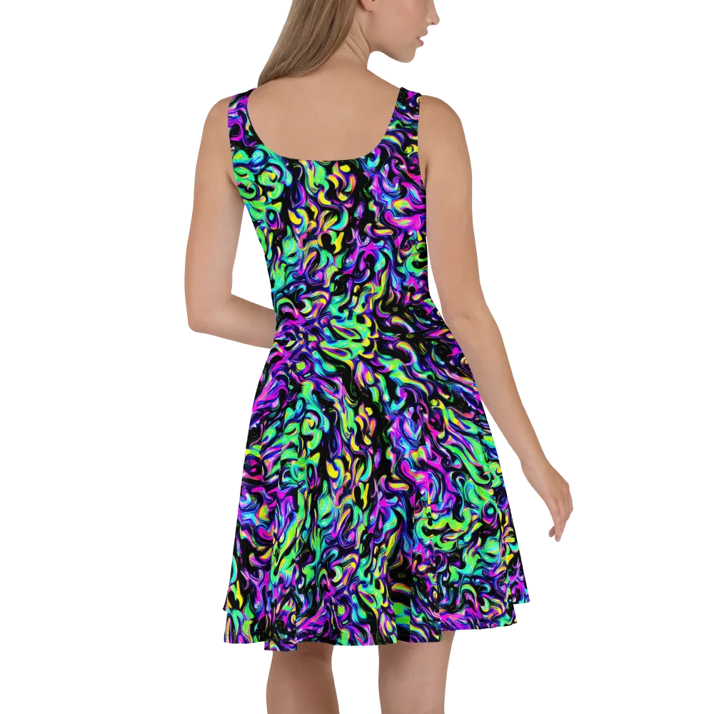 Cyber Swirl on Skater Dress — Back