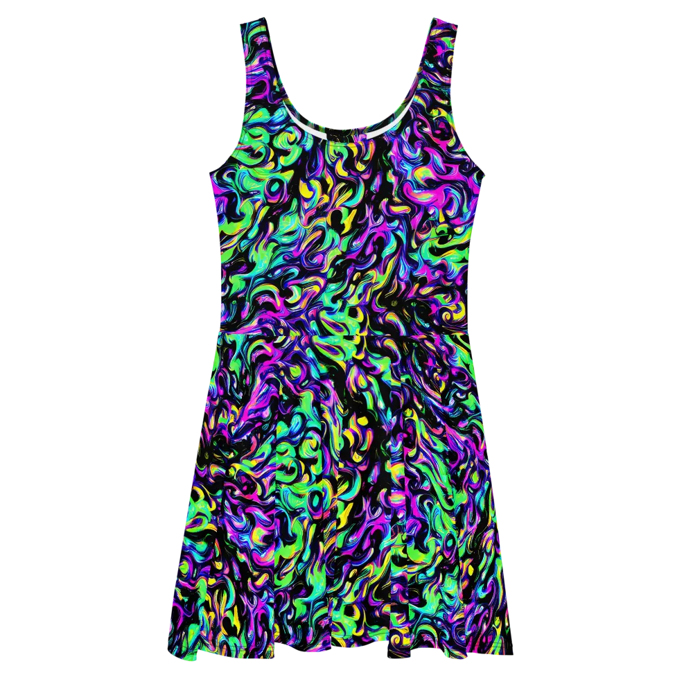 Cyber Swirl on Skater Dress — Front
