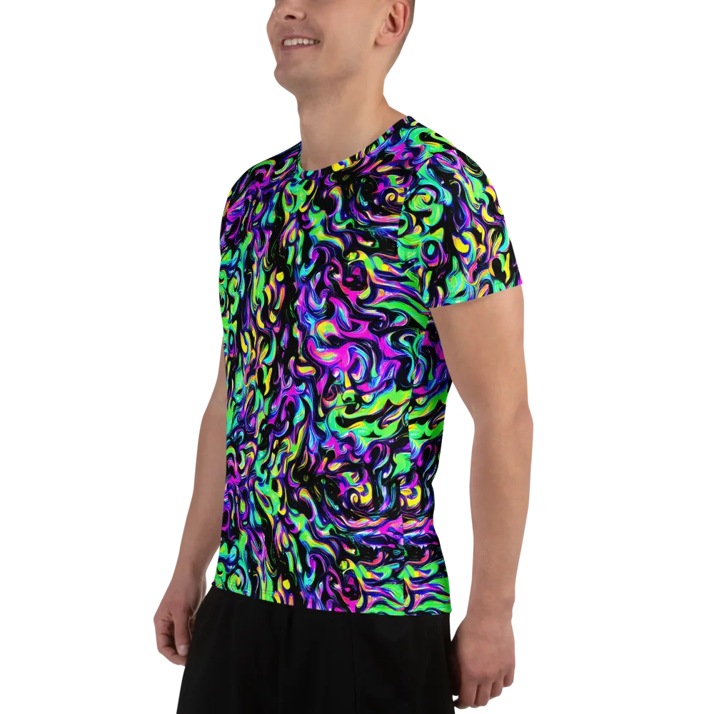 Cyber Swirl on Men's Athletic T-Shirt — Left