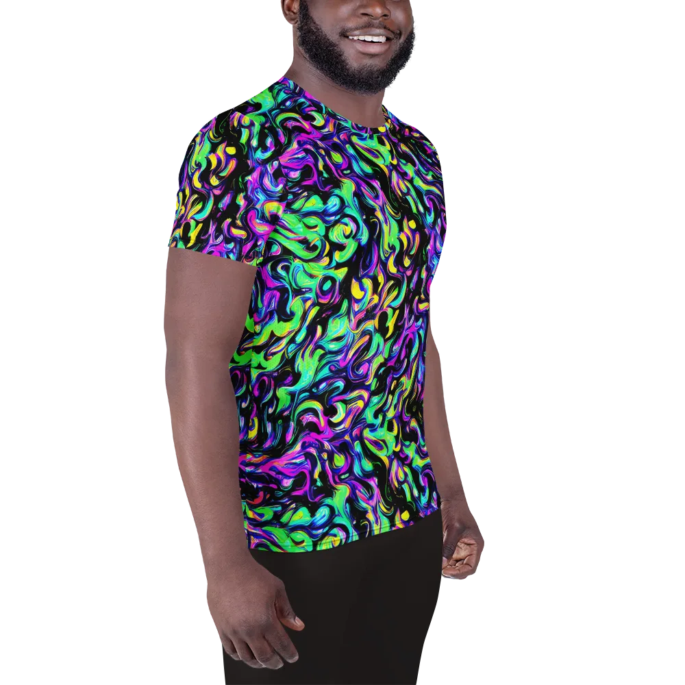 Cyber Swirl on Men's Athletic T-Shirt — Right