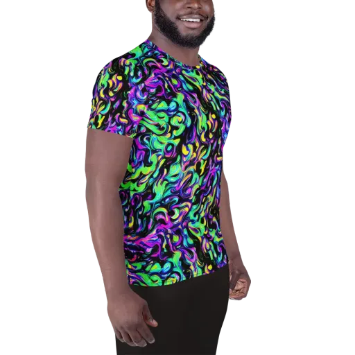 Cyber Swirl on a Men's Athletic T-Shirt