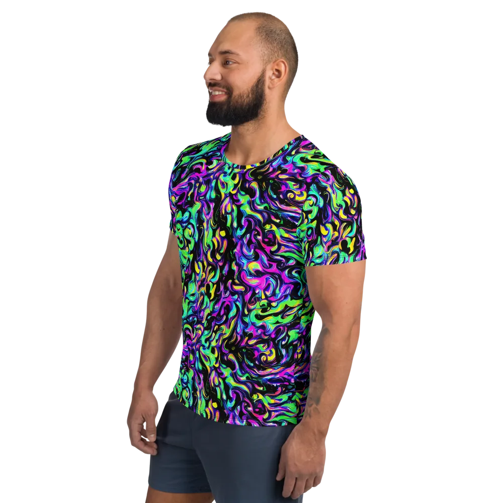 Cyber Swirl on Men's Athletic T-Shirt — Left