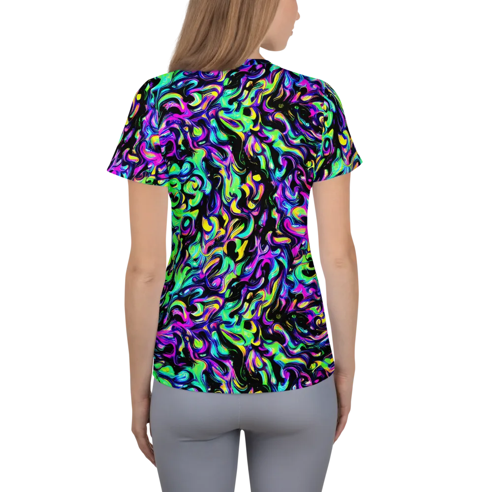 Cyber Swirl on Women's Athletic T-Shirt — Back