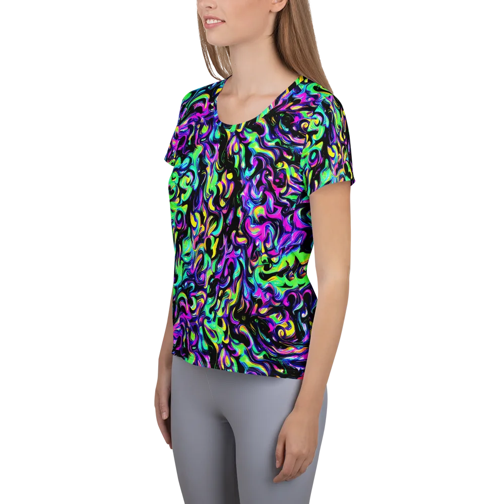 Cyber Swirl on Women's Athletic T-Shirt — Left