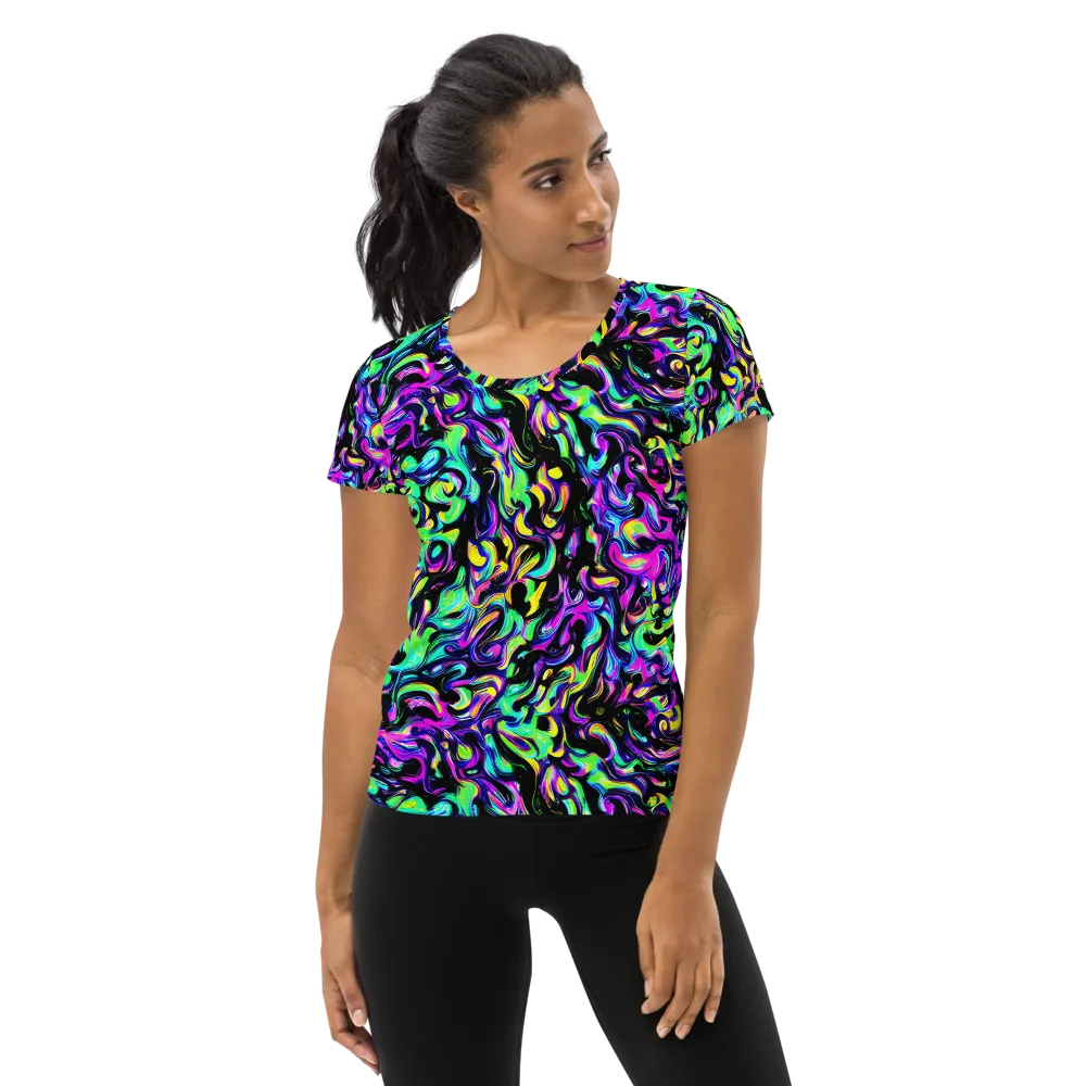Cyber Swirl on Women's Athletic T-Shirt — Front