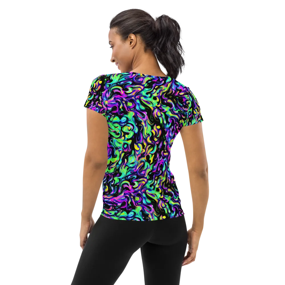 Cyber Swirl on Women's Athletic T-Shirt — Back