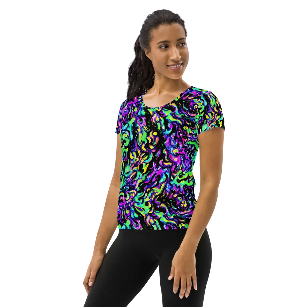 Cyber Swirl on Women's Athletic T-Shirt — Left