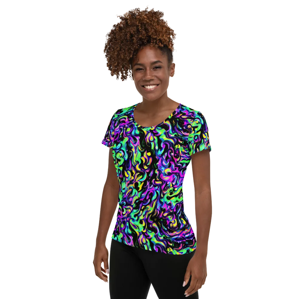 Cyber Swirl on Women's Athletic T-Shirt — Left