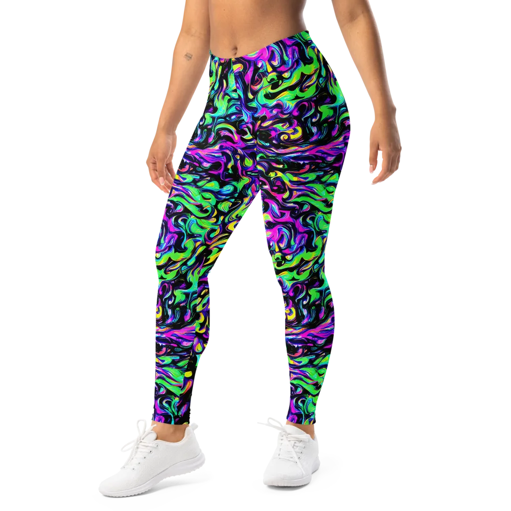 Cyber Swirl on Leggings — Left Front