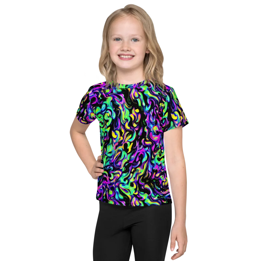 Cyber Swirl on Kids Crew Neck T-Shirt — Front
