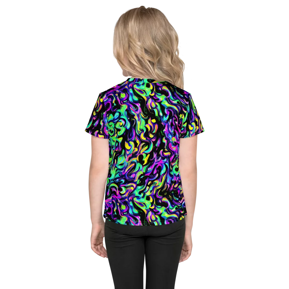 Cyber Swirl on Kids Crew Neck T-Shirt — Back
