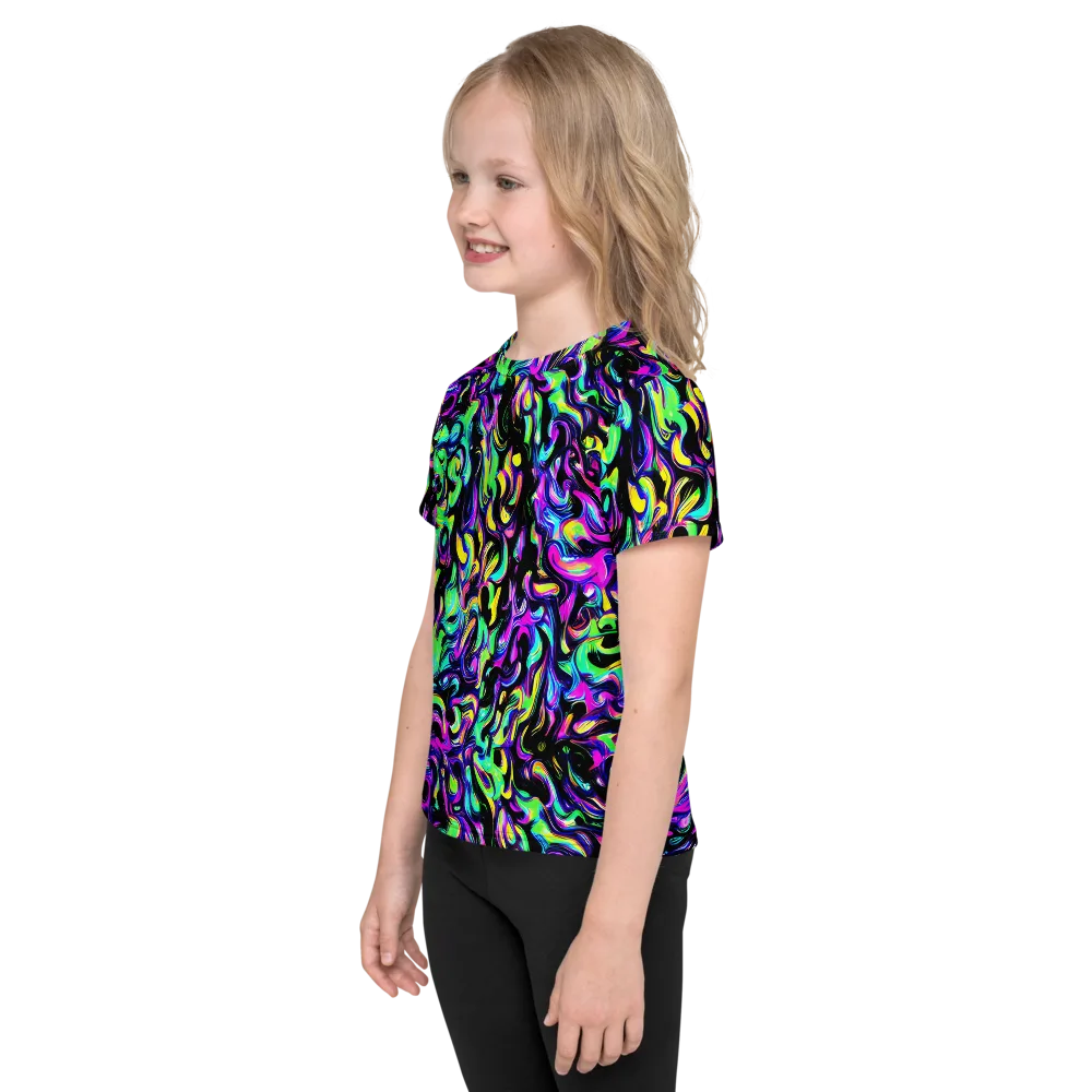 Cyber Swirl on Kids Crew Neck T-Shirt — Left