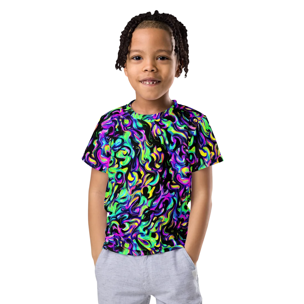 Cyber Swirl on Kids Crew Neck T-Shirt — Front