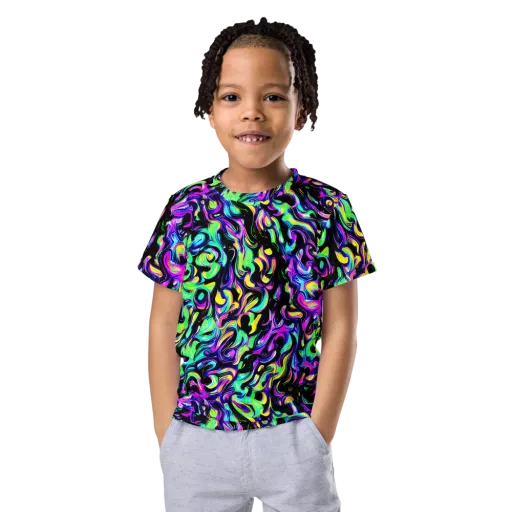 Cyber Swirl on a Kids Crew Neck T-Shirt