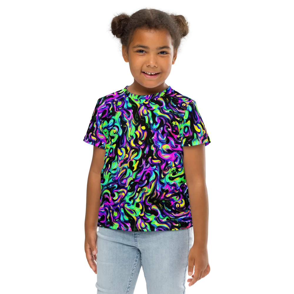 Cyber Swirl on Kids Crew Neck T-Shirt — Front