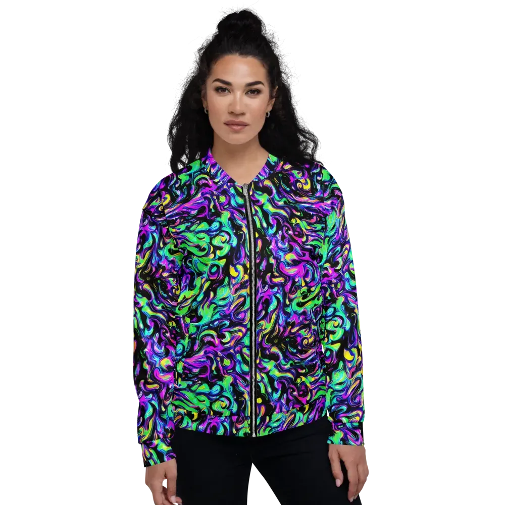 Cyber Swirl on Bomber Jacket — Front