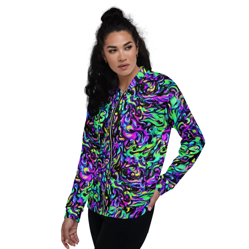 Cyber Swirl on Bomber Jacket — Left