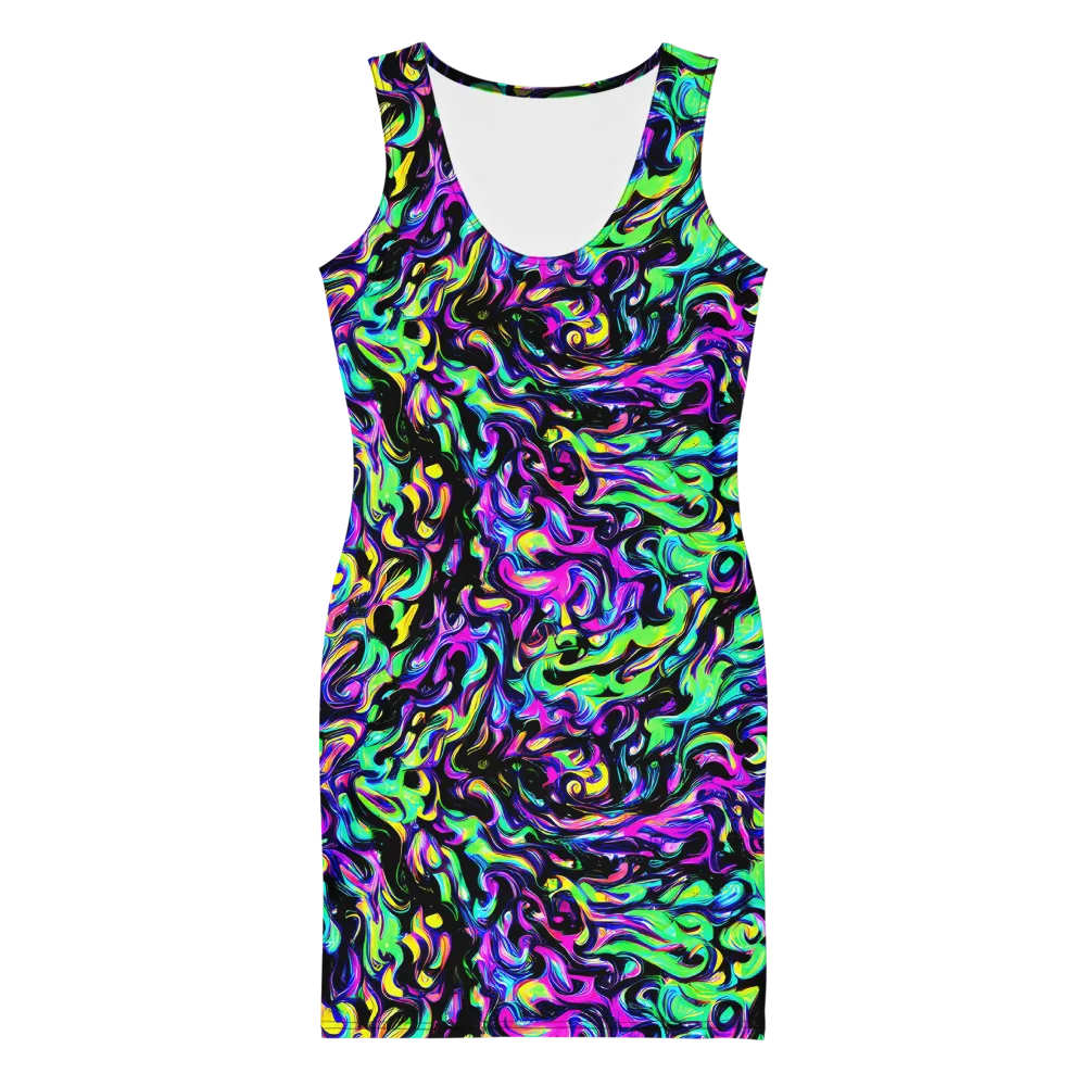 Cyber Swirl on Bodycon Dress — Front