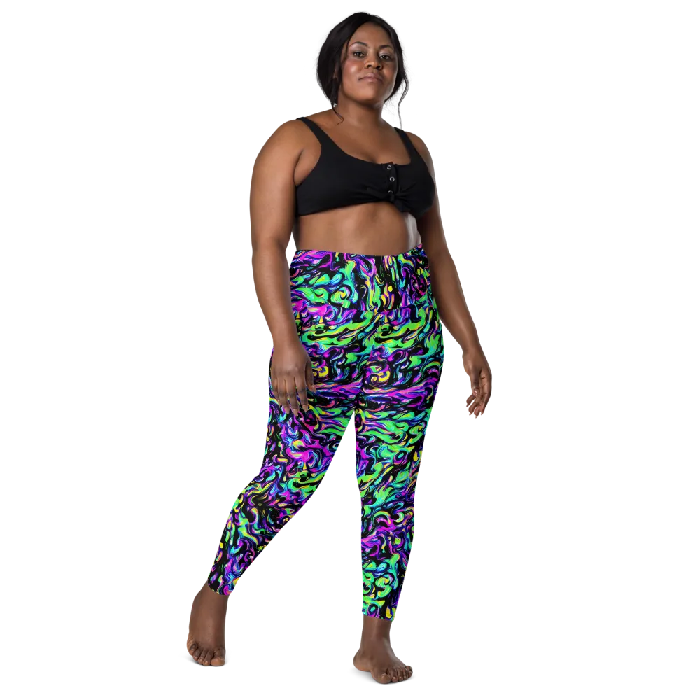 Cyber Swirl on Leggings with Pockets — Front
