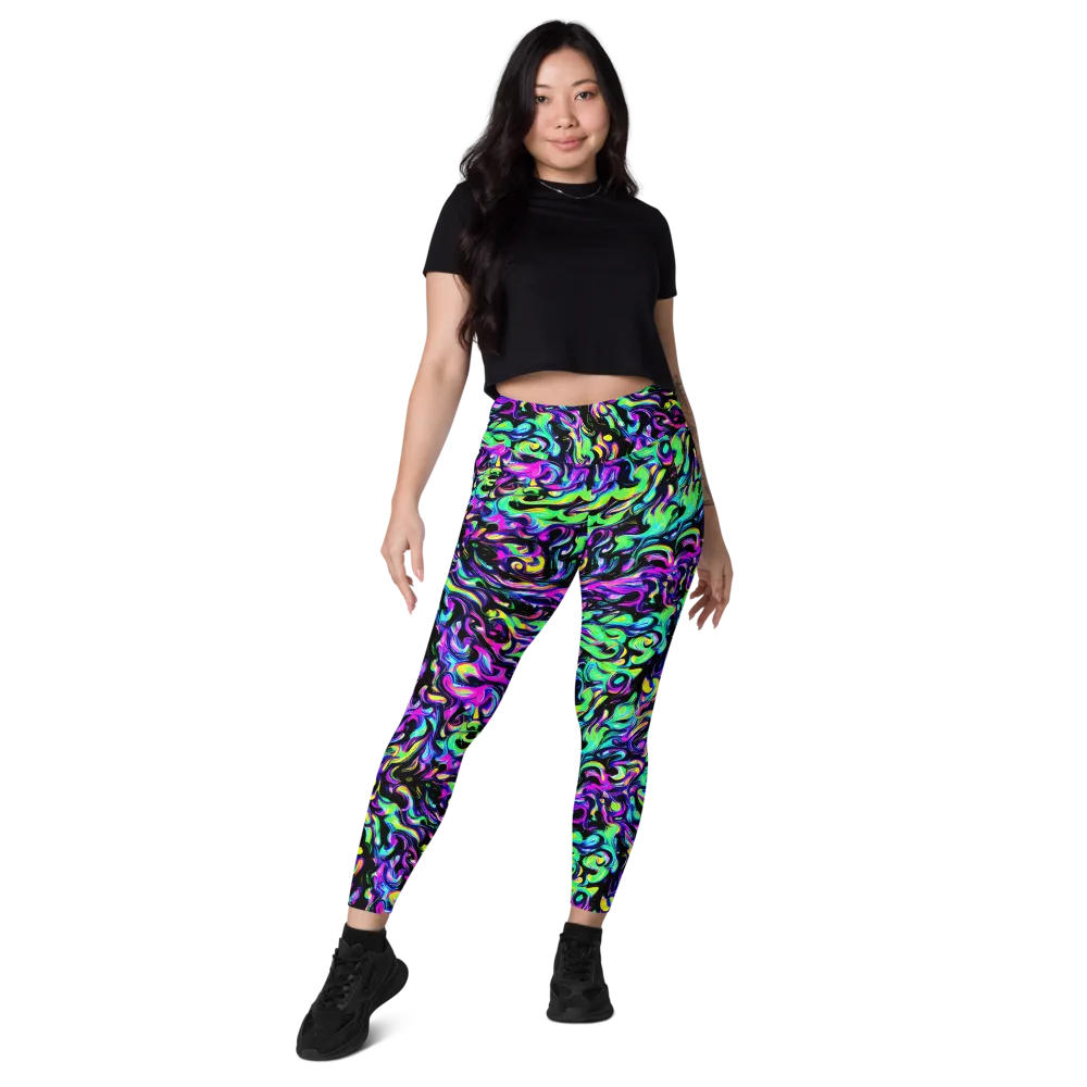 Cyber Swirl on Leggings with Pockets — Front
