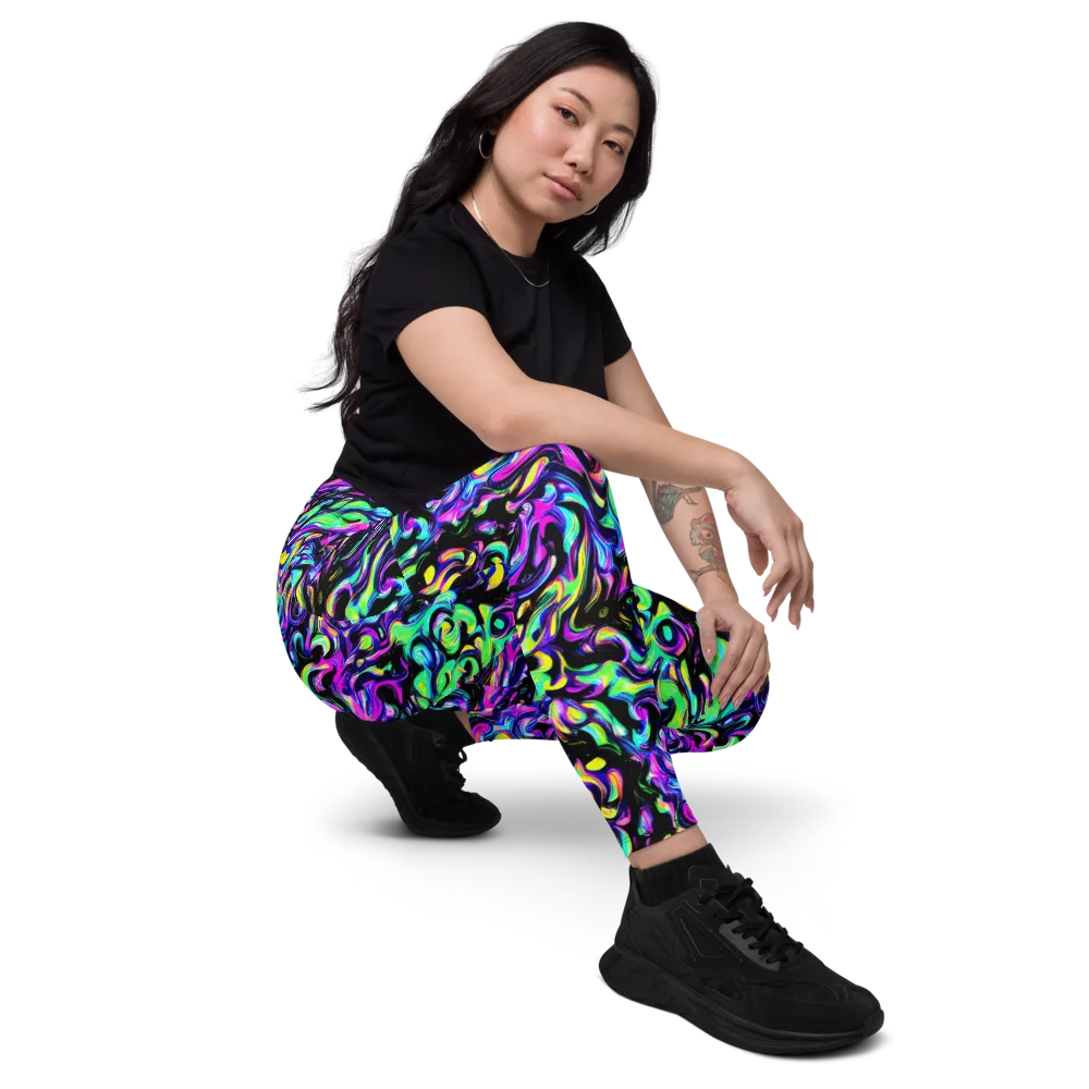 Cyber Swirl on Leggings with Pockets — Right Front