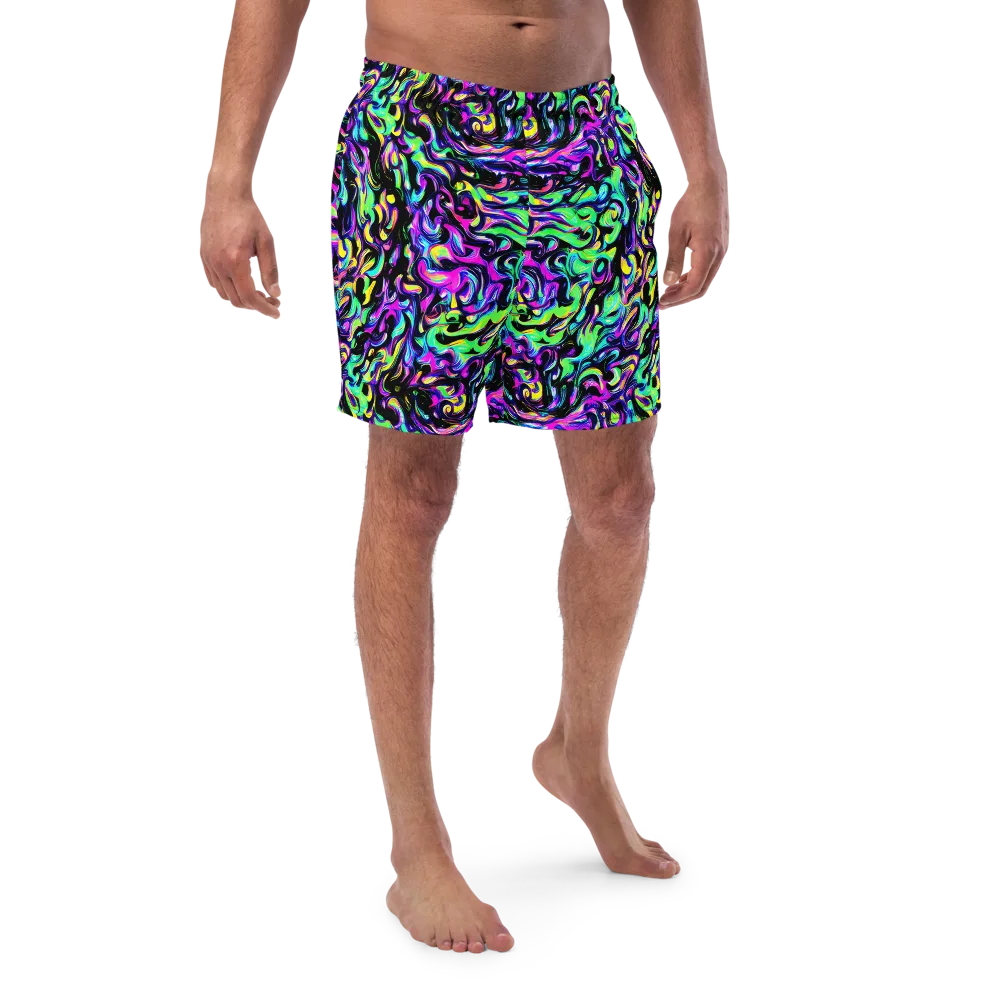 Cyber Swirl on Swim Trunks — Front