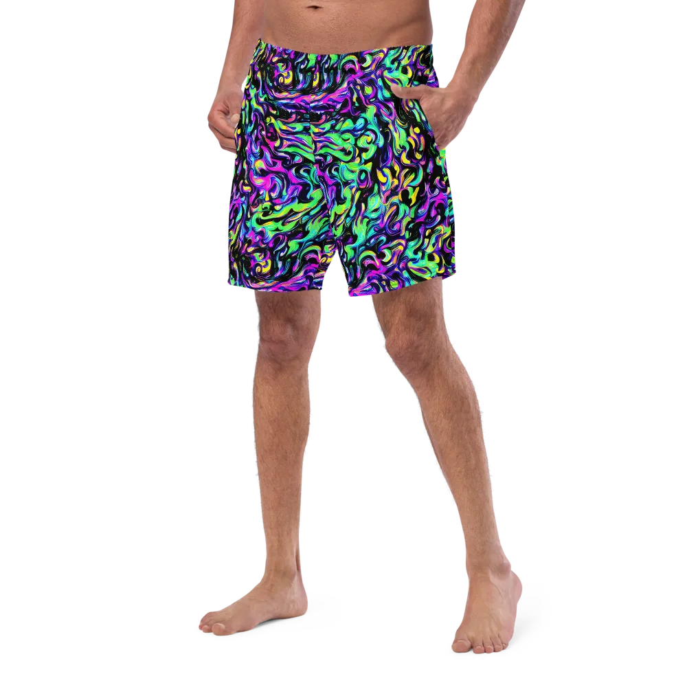Cyber Swirl on Swim Trunks — Left Front