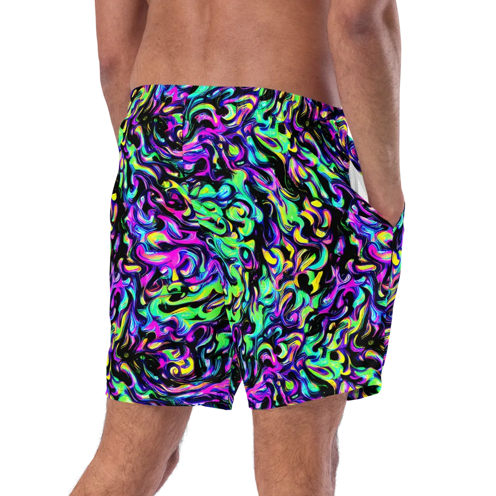Cyber Swirl on Swim Trunks — Right Back