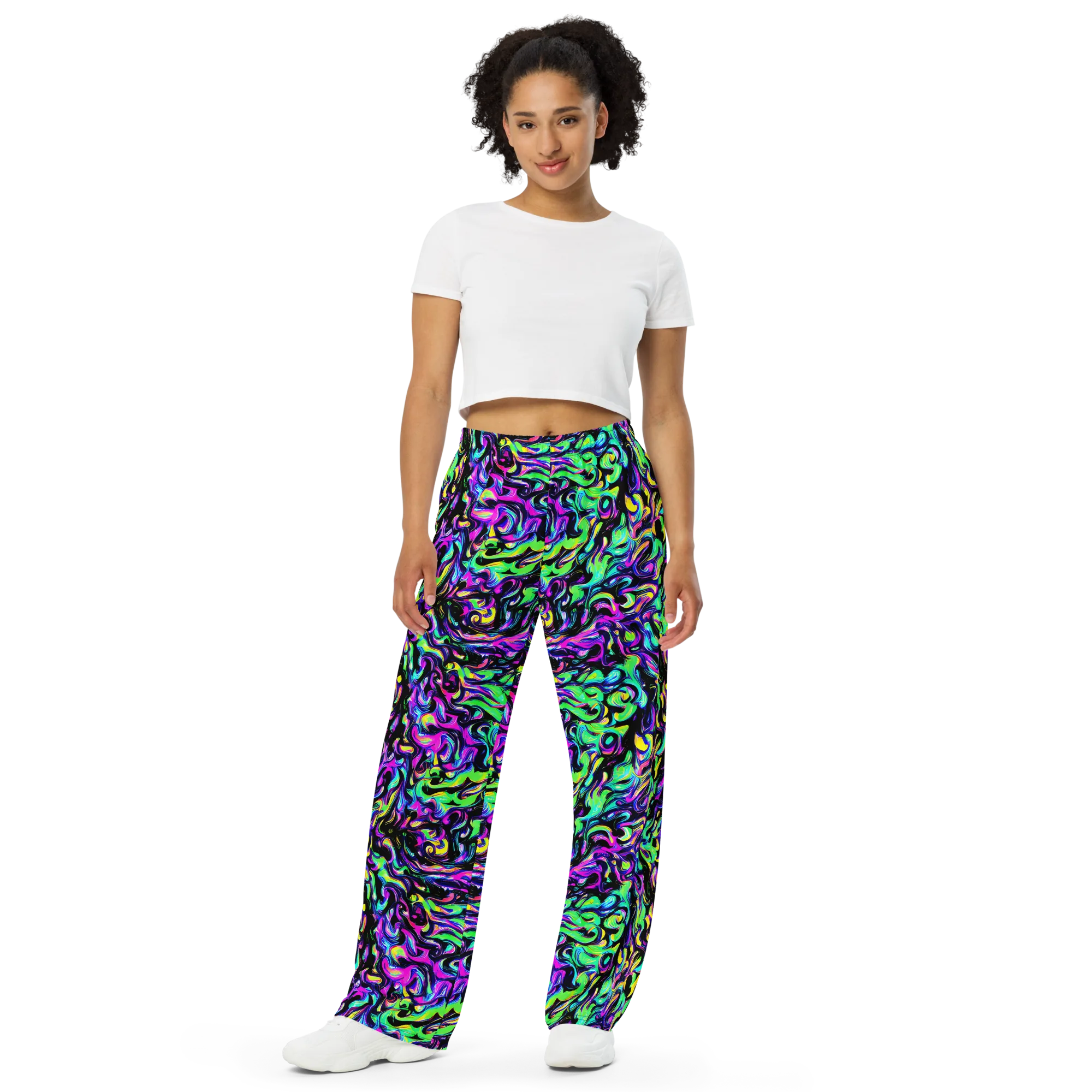 Cyber Swirl on Wide-Leg Pants — Front