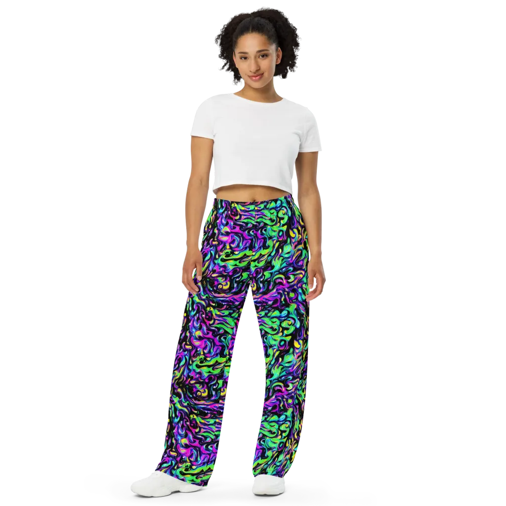 Cyber Swirl on Wide-Leg Pants — Front